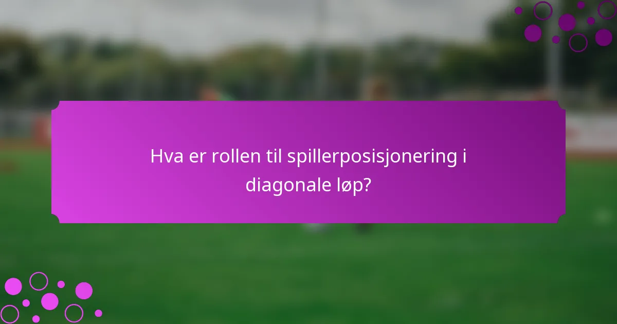 Hva er rollen til spillerposisjonering i diagonale løp?